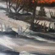 Vintage Winter Landscape Oil Painting
