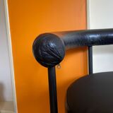 Pair of vintage leather basket armchairs