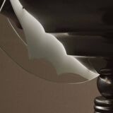 Art Deco floor lamp in oak, metal and glass, circa 1930