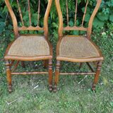 Pair of Napoleon III style caned chairs