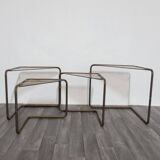 Modular Metal and Glass Coffee Tables, 1960s, Set of 4