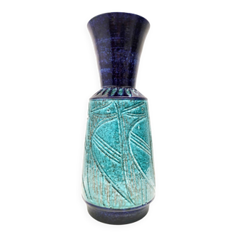 Vase postmoderne en céramique bleue et turquoise
