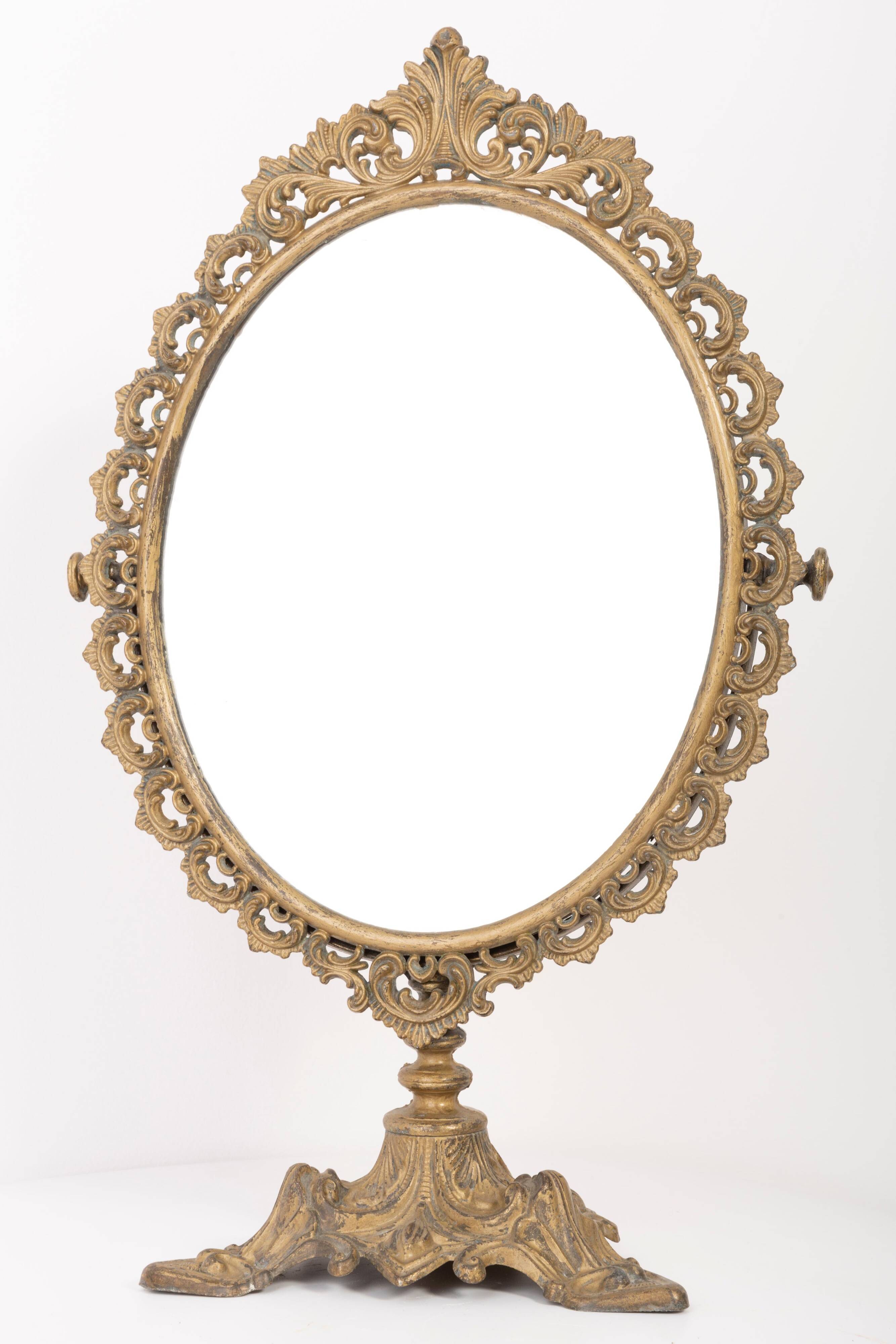 Miroir vintage doré mi-siècle, Italie, années 1960