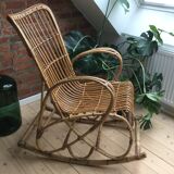 Fauteuil à bascule rocking chair en rotin