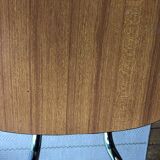 Duo of chairs in formica imitation brown wood and eiffel feet