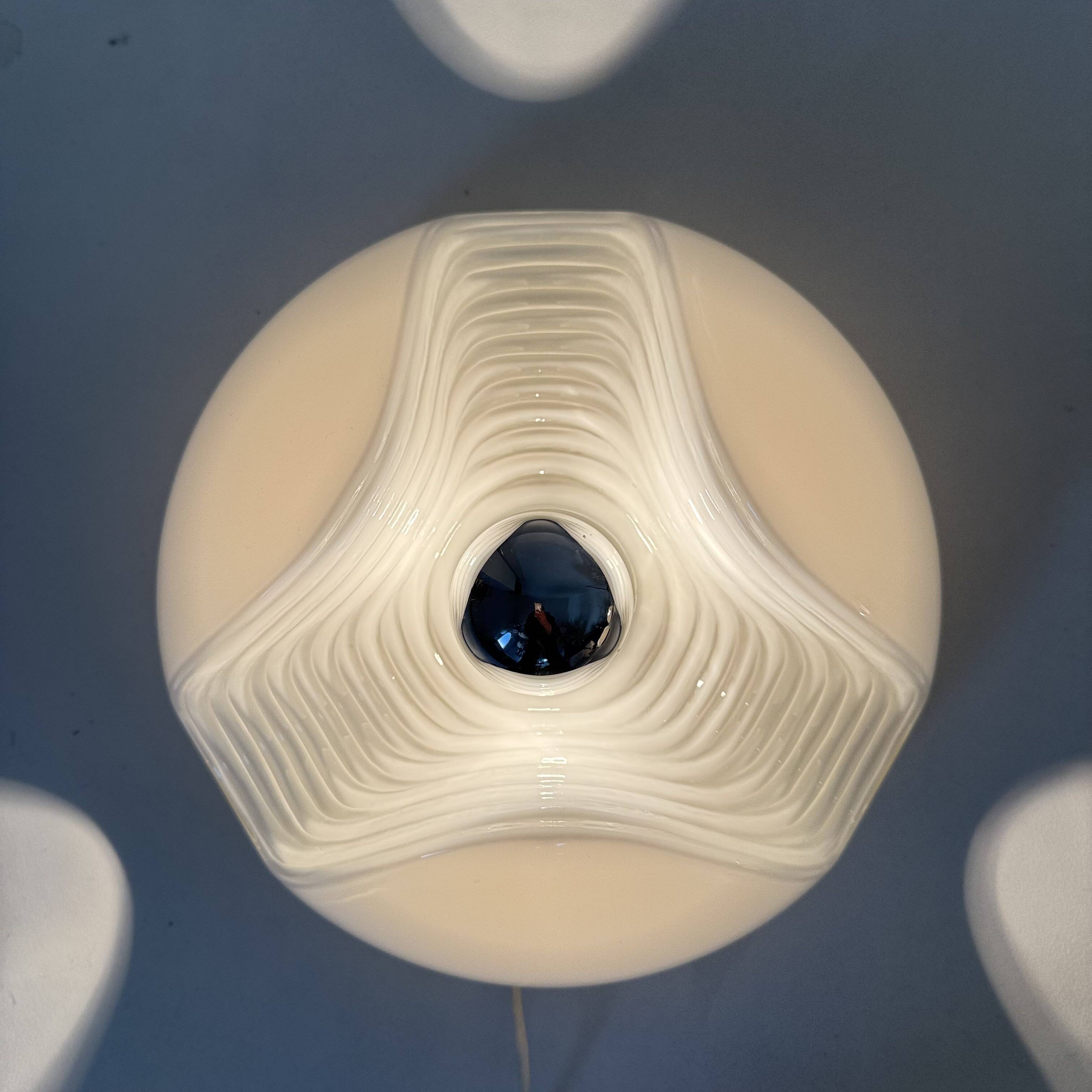 Set of 4 Peil & Putzler Wave milk glass Wall lamp , 1970s