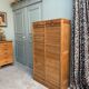 Oak filing cabinet with curtains (renovated)