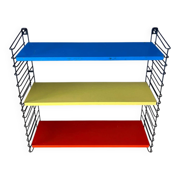 Étagère murale modulaire Tomado en métal bleu, jaune et rouge