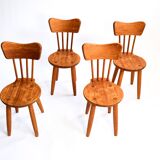 Set of 4 pine chairs by Torsten Claesson, Sweden circa 1950