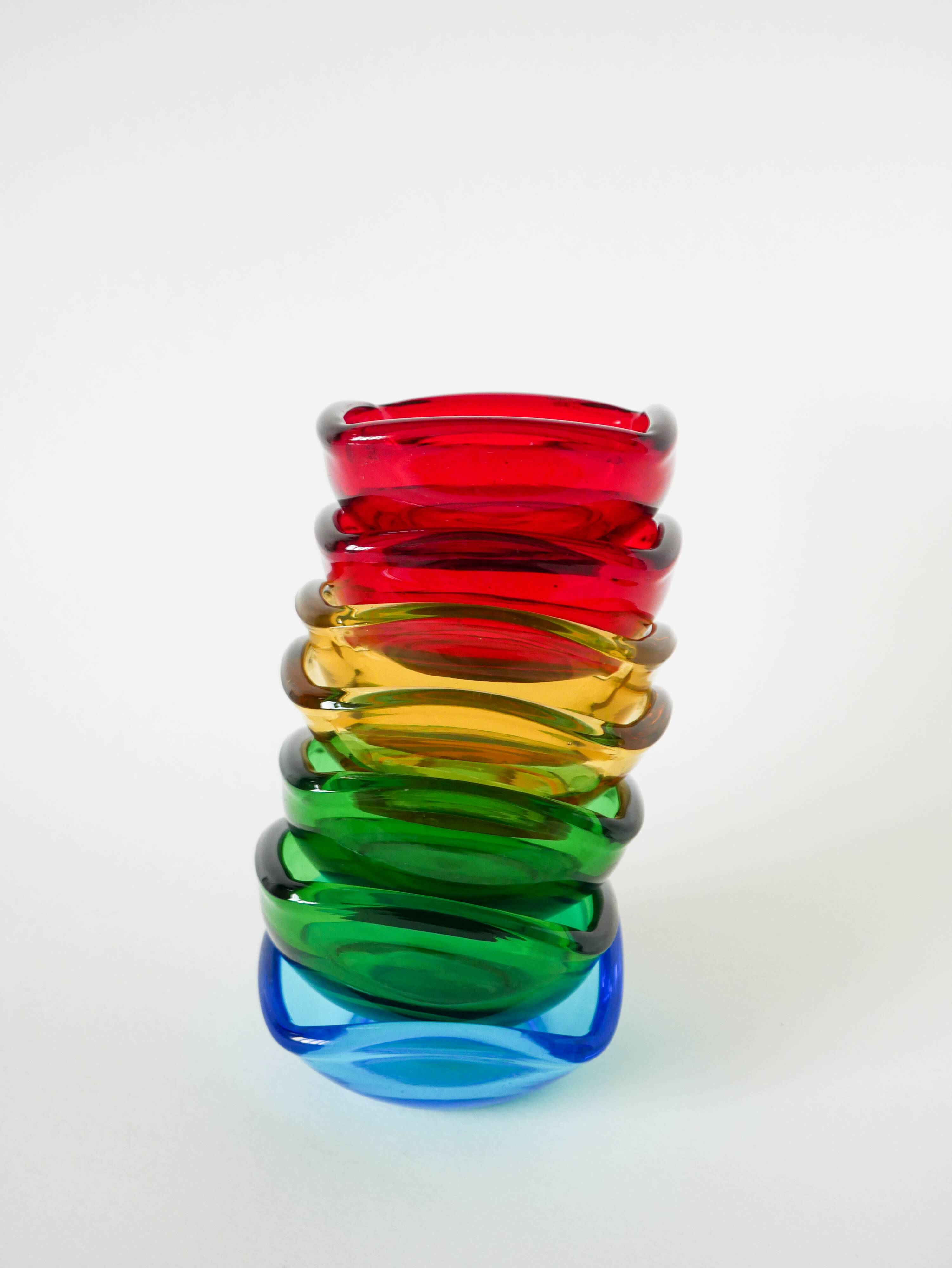 Blue colored glass pocket, in the style of Murano, 1970