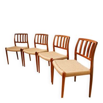 A set of 4 Model 83 dining chairs designed by Niels O. Møller for J.L. Møller