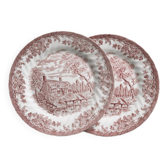 Assiettes plates anglaises Myott Staffordshire modèle The Brook.