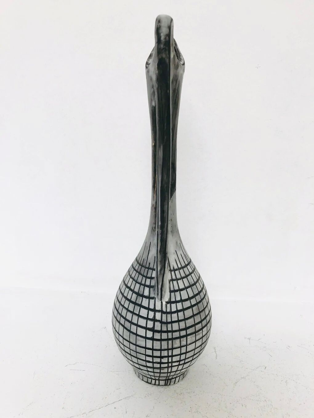 Vintage grey ceramic bud vase, 1970