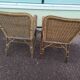 Lot 2 fauteuil et une table en rotin osier de jardin