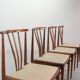 Rosewood Spindle Back Scandinavian Dining Chairs with Offwhite Upholstery