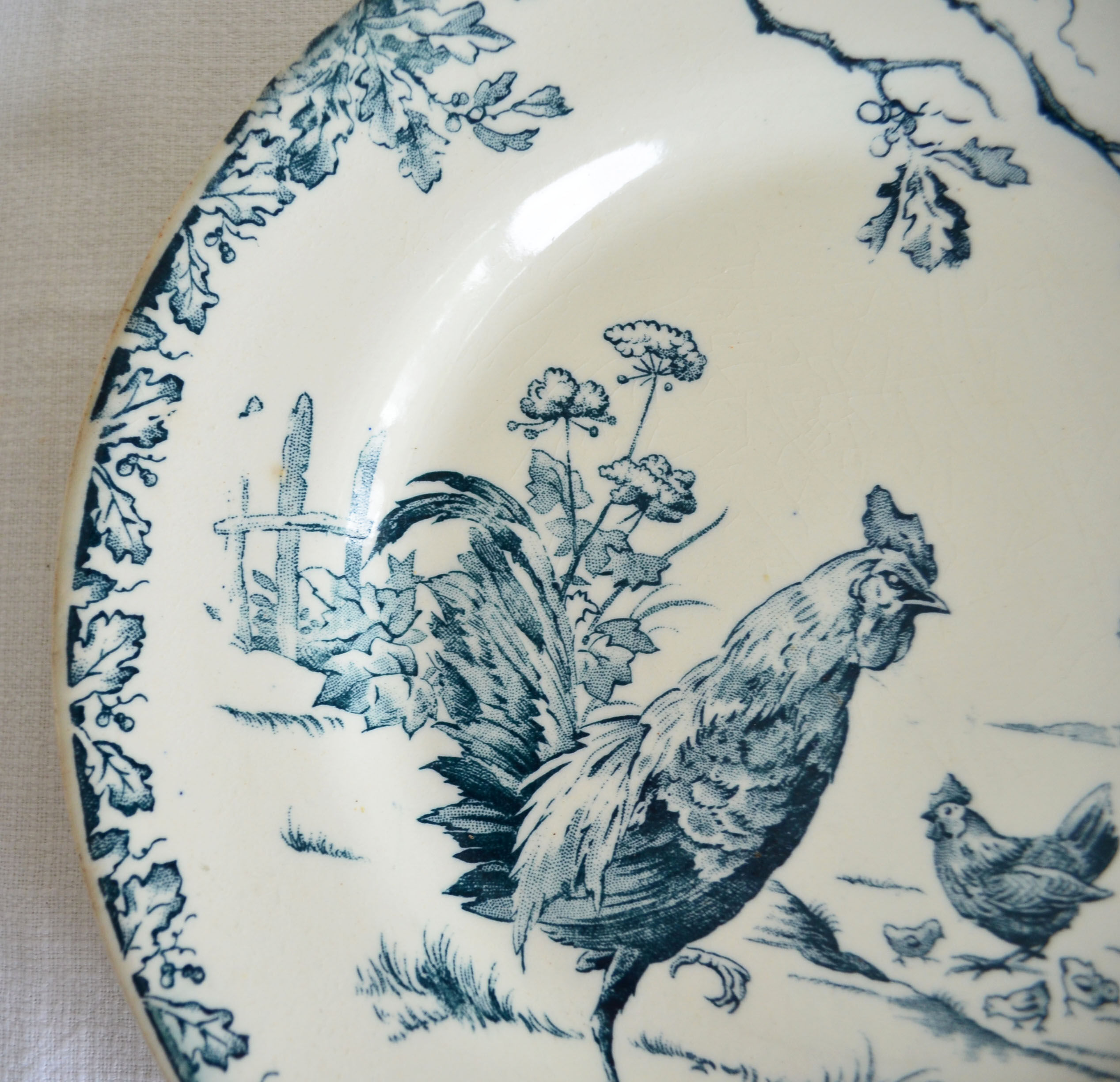 Flat plate porcelain of Gien pattern Roosters