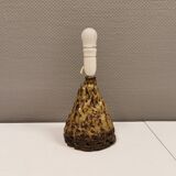 Ceramic table lamp, in greenish/brownish glaze, almost in the shape of a volcano.