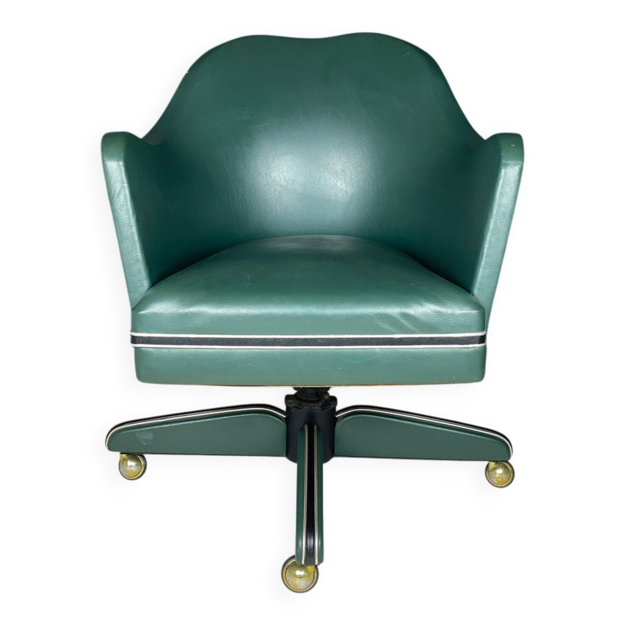 Mid-century green swivel office chair attributed to Umberto Mascagni, Italy, 1950s.