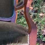 Armchair Voltaire Louis Philippe in wood green velvet XIX