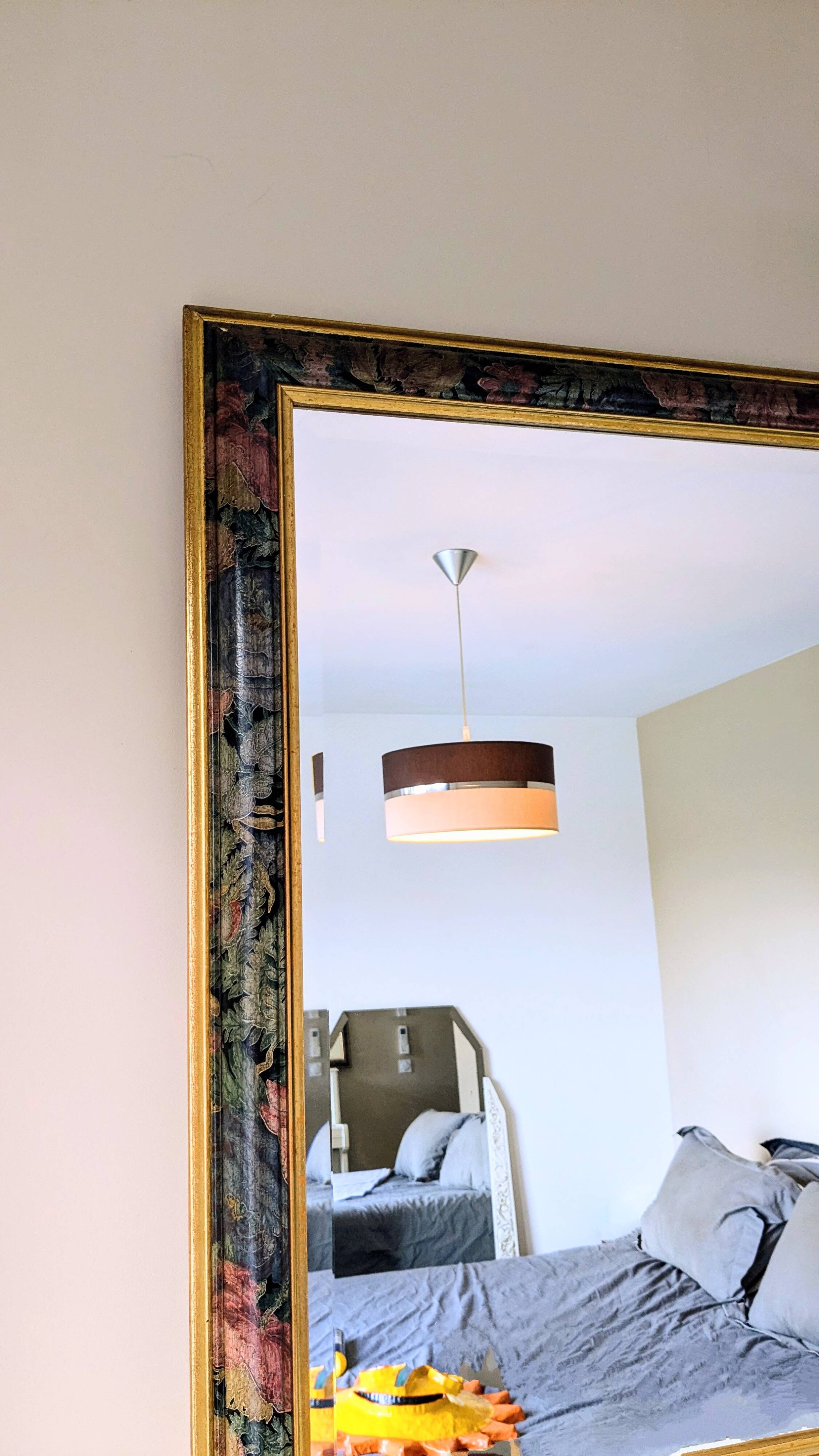 Grand miroir panoramique biseauté vintage