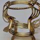 Antique gold metal and cobalt blue glass centerpiece planter