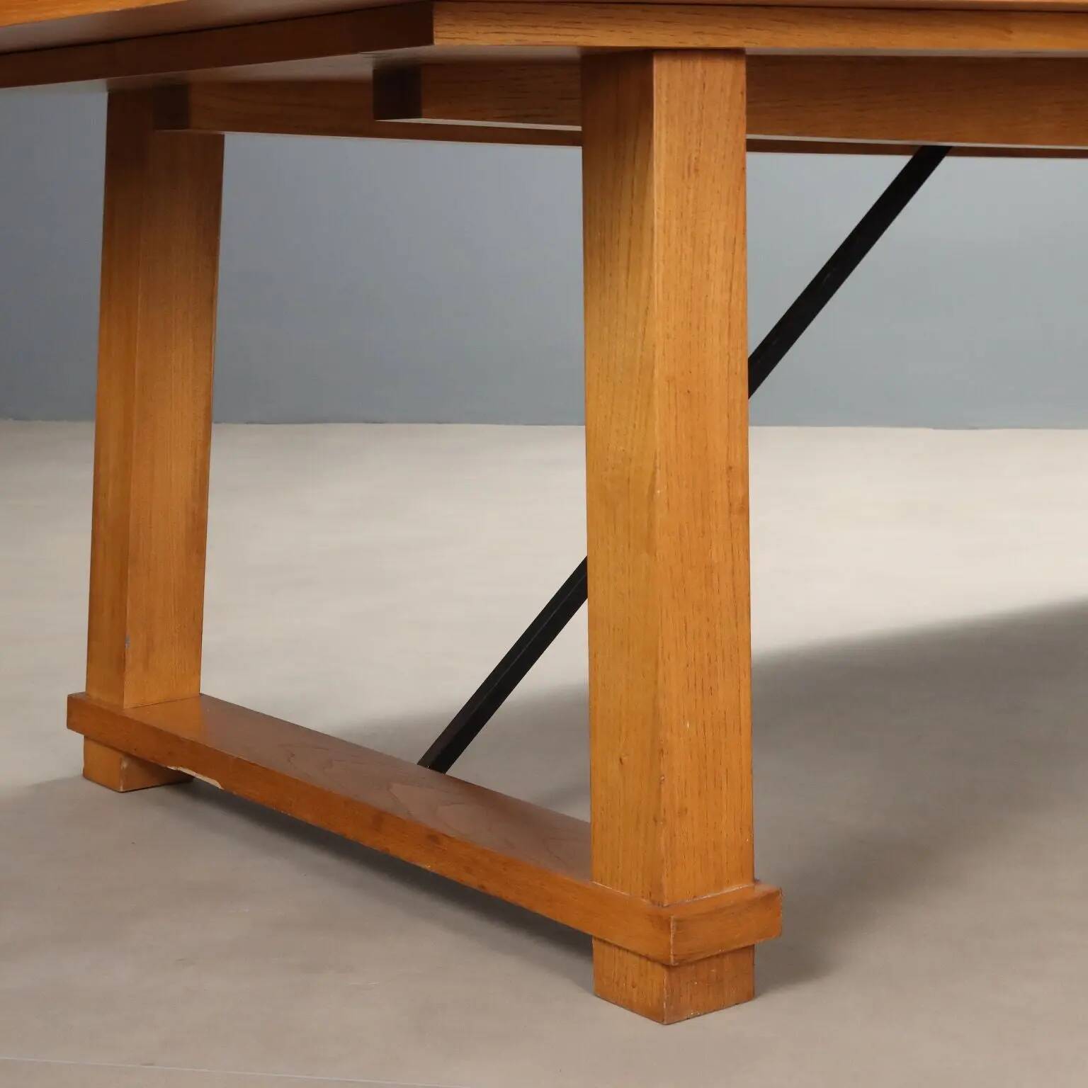 Antique oak and metal table, Italy, 20th century