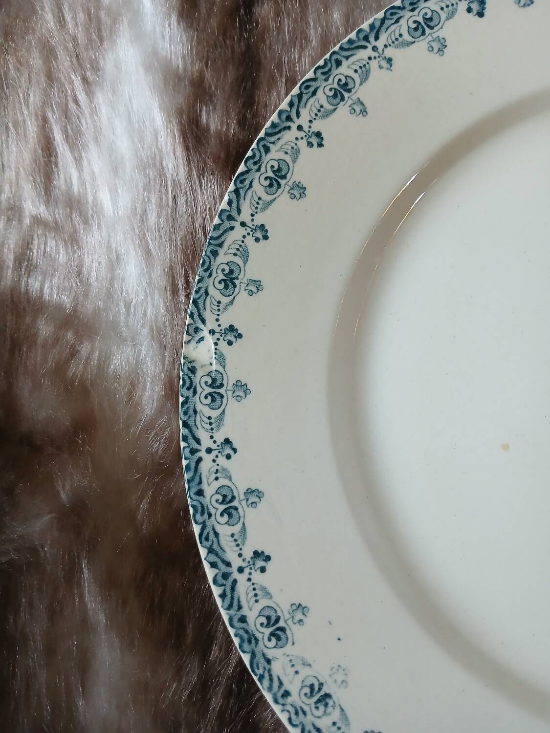 6 antique flat plates in ironstone Hb & Cie