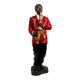 Large black and red jazz figurine in fibreglass, decorative sculpture from the 1960s.