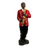 Grande figurine de jazz noir et rouge en fibre de verre, sculpture décorative années 1960