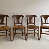 4 Chaises paillées anciennes