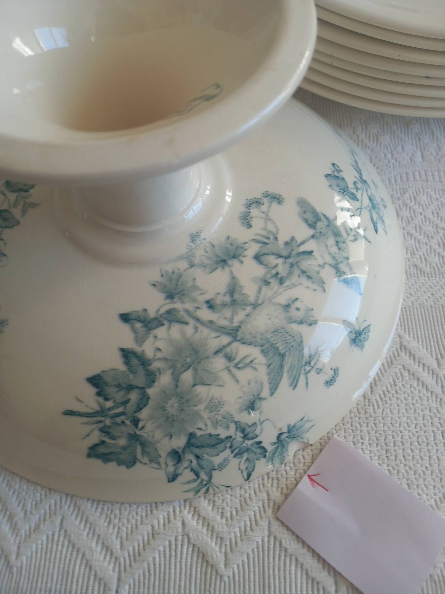 Antique 19th Century French Longwy Mignon Ironstone Dinner Service – Blue Green