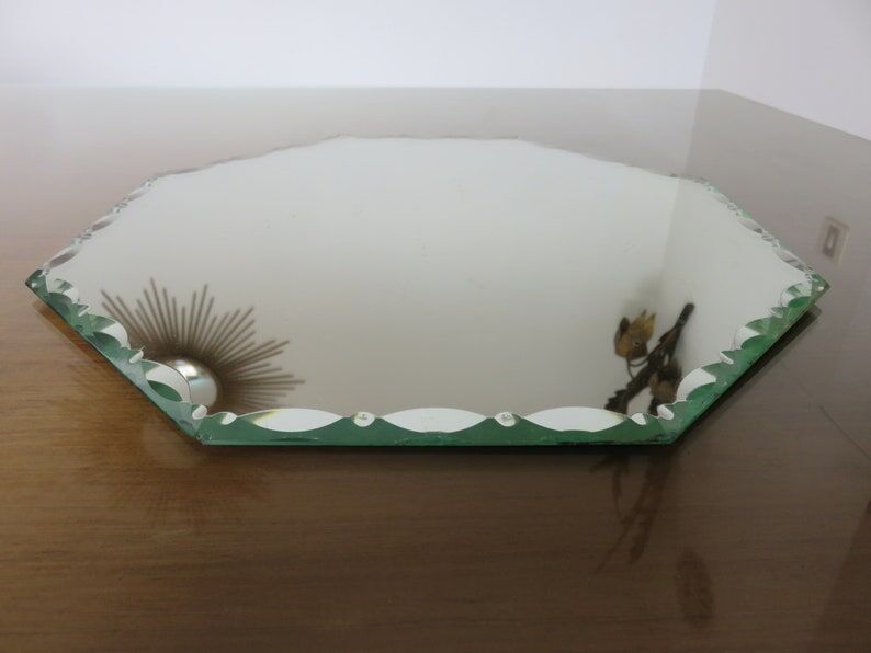 Beveled octagonal mirror 40s 50s 31x31cm