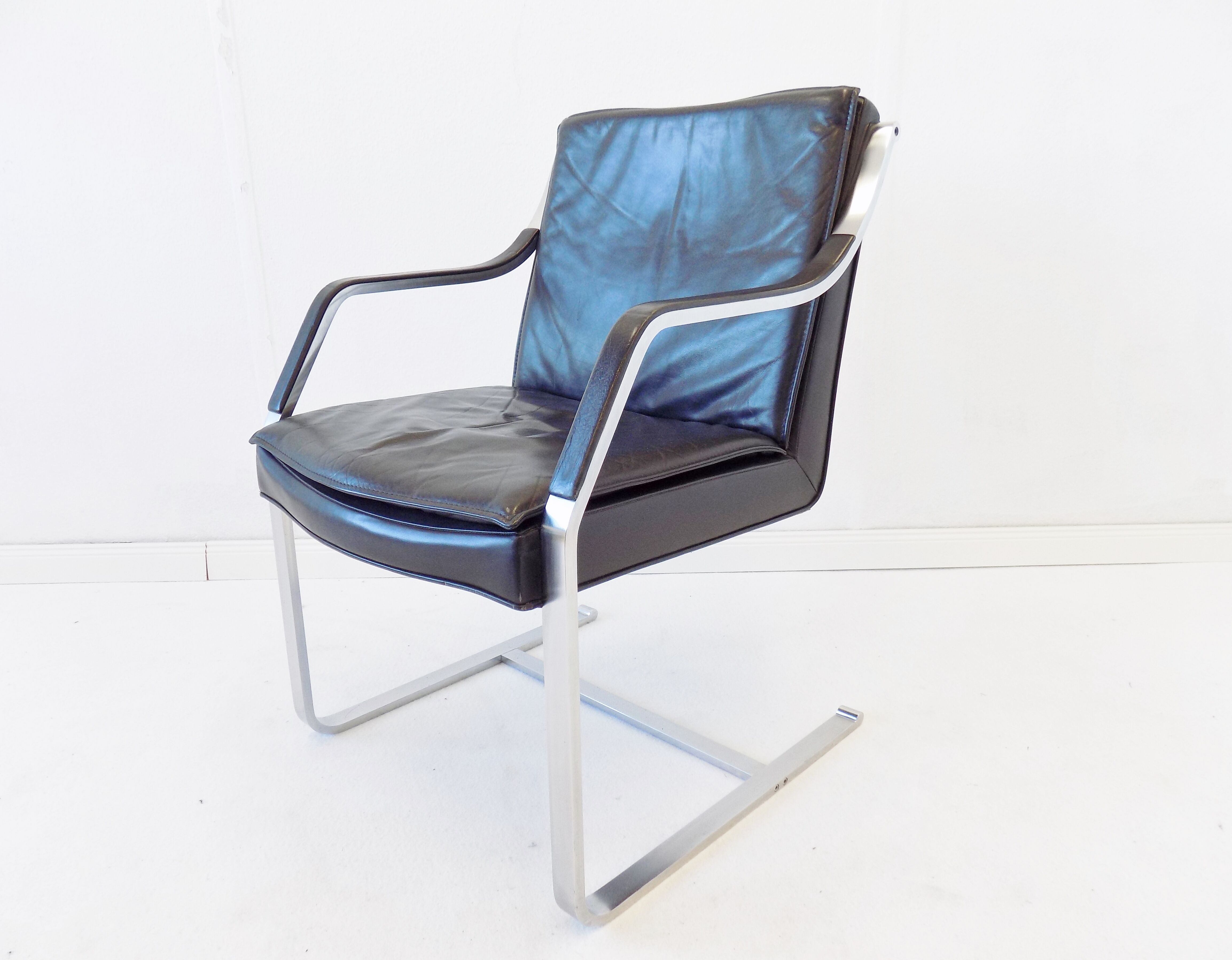 Fauteuil en cuir noir Knoll Art Collection par Rudolf B. Glatzel