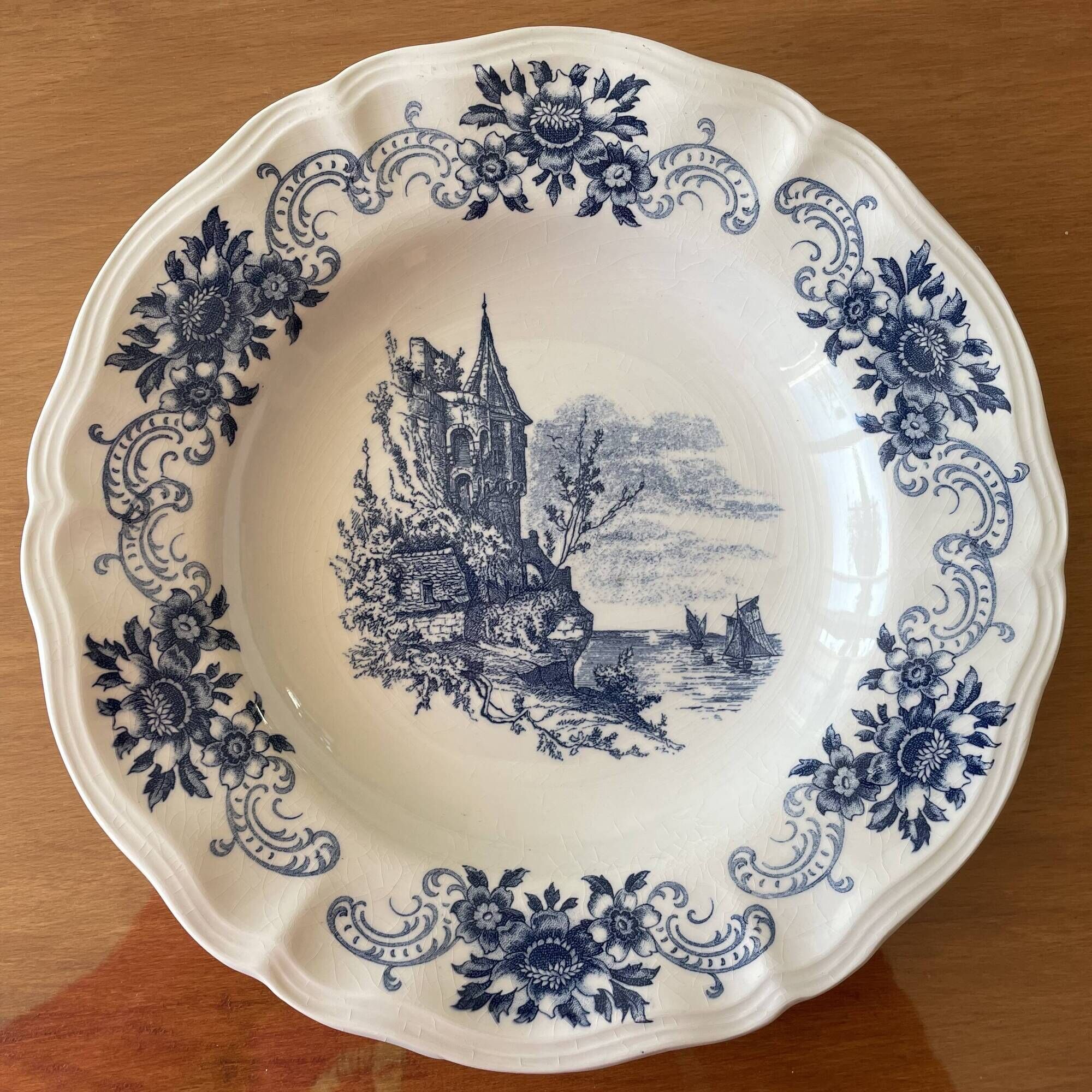 6 antique deep plates in Sarreguemines earthenware