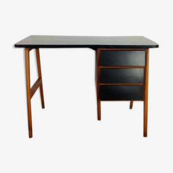 Bureau des années 60 noir et bois