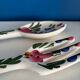floral ceramic cutlery - vintage kitchen wall decor - set of