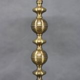 1940s Restored Brass Floor Lamp with  Glass Shade