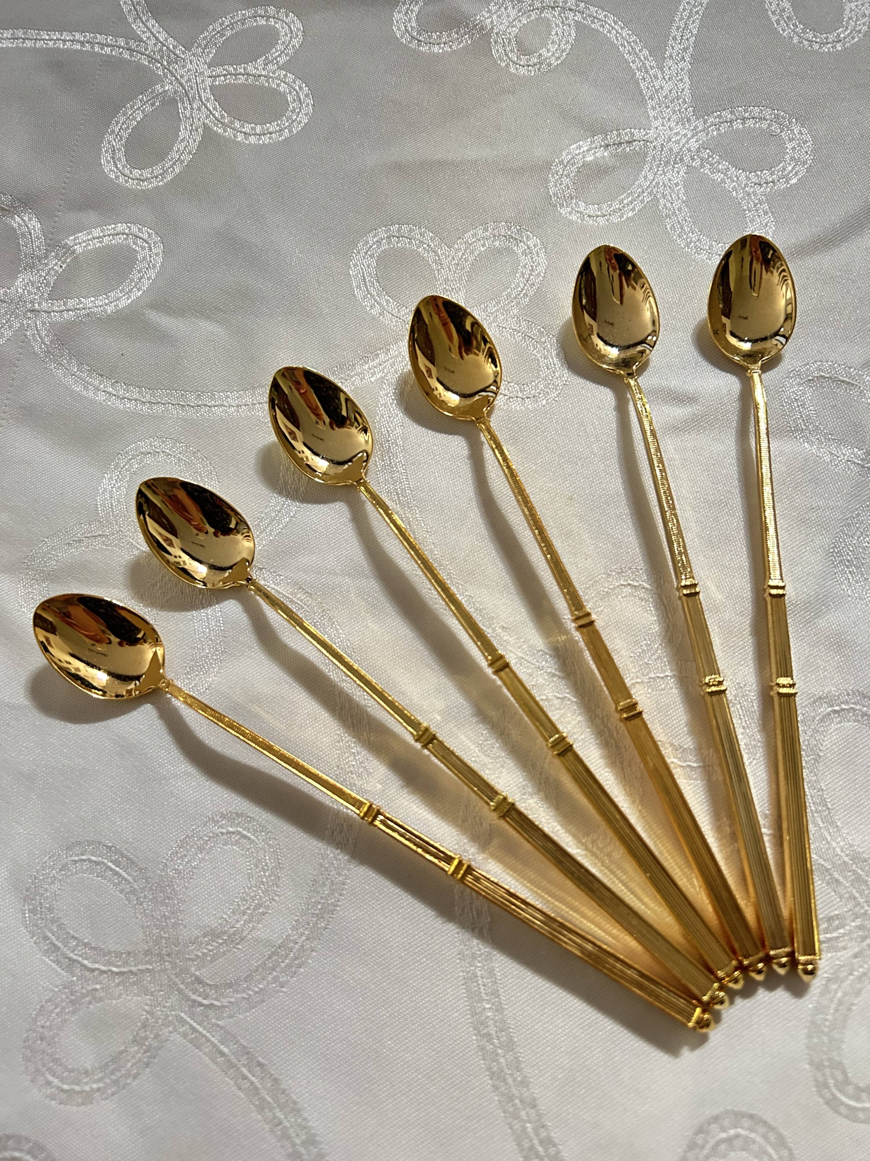 Cuillères à Moka métal doré des 1950