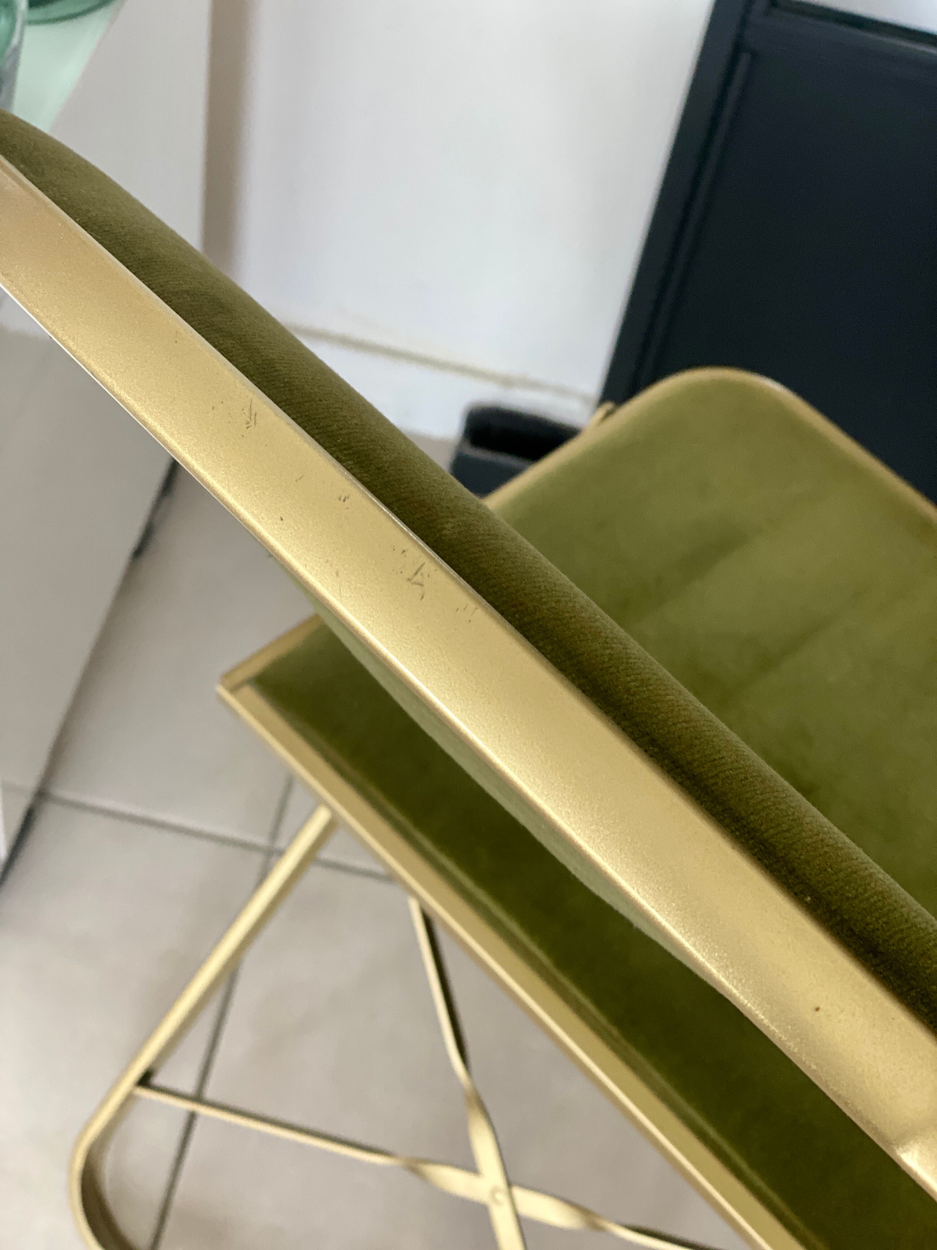 Paire de chaises pliantes velours vert olive