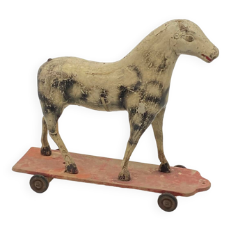 Old toy, pull/wheel/rocking horse, circa 1900,