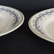 Pair of flat plates in Gien iron earthenware, Austerlitz decor