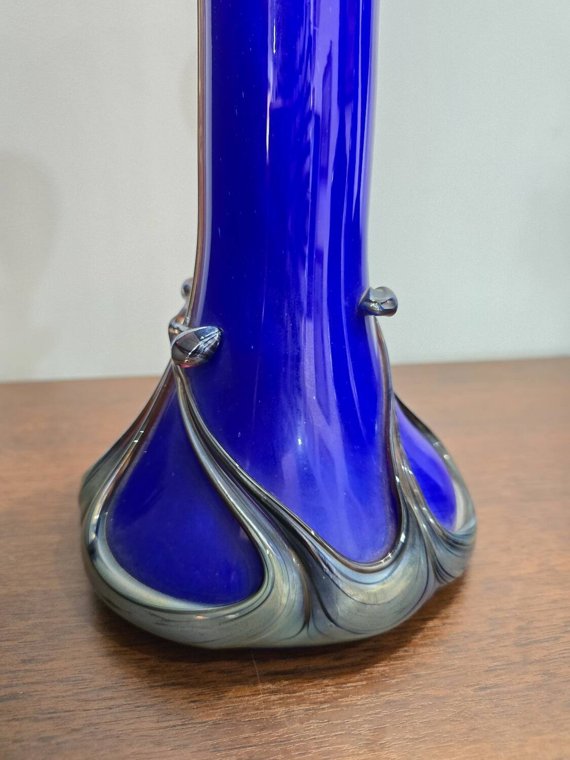 Cobalt blue blown glass vase – Silice Création Biot – 39 cm
