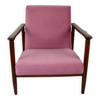 GFM-142 Armchair in Pink Velvet attributed to Edmund Homa, 1970s