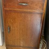 Meuble métier chevet industriel bois estampillé