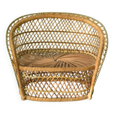Fauteuil de poupée miniature - Canapé en rotin vintage