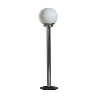 Chrome floor lamp with large opaline globe, Italy 1970s