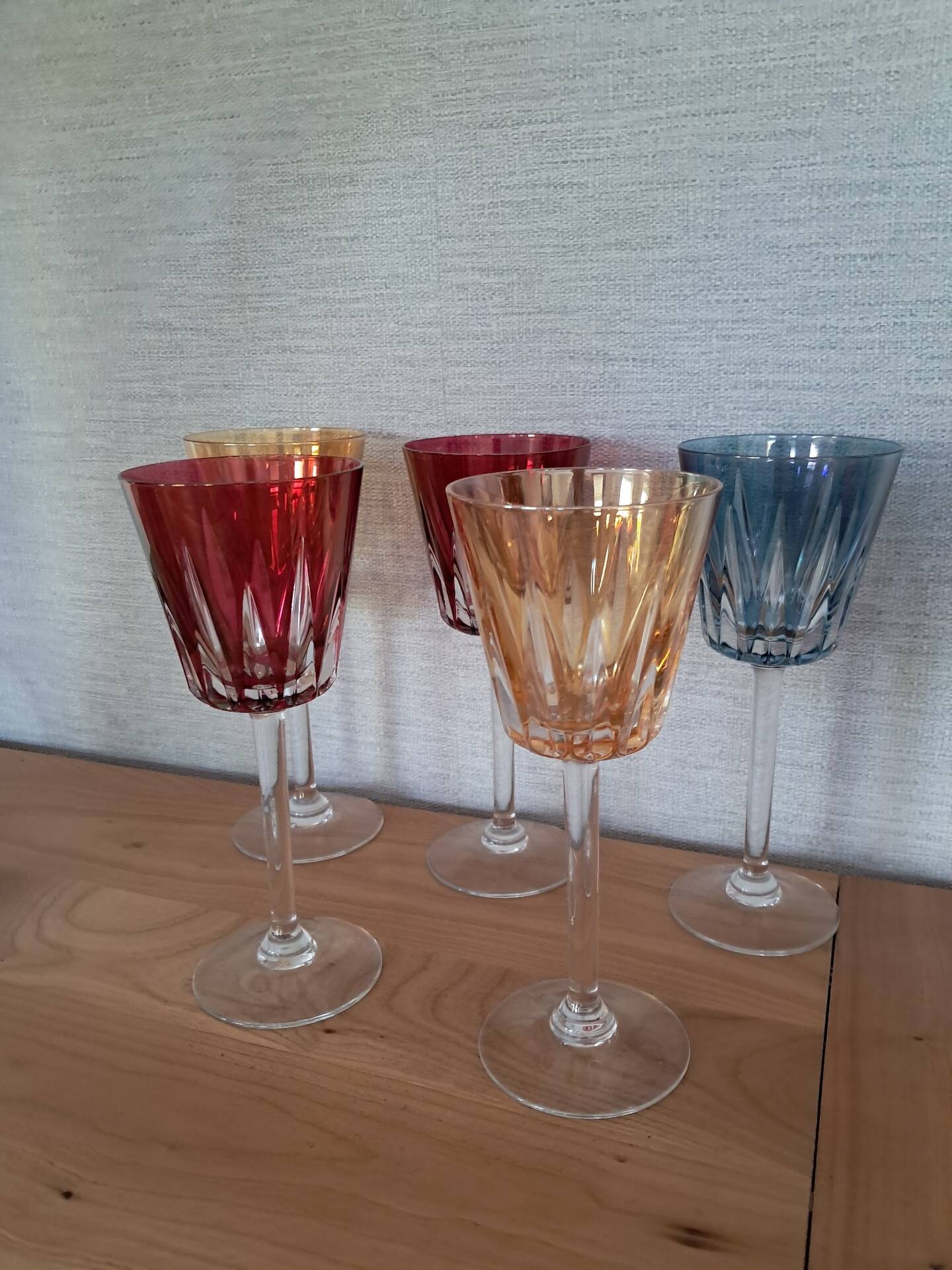 5 verres en cristal de Fains les source de la Meuse