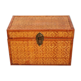 Coffre vintage bois osier et bambou