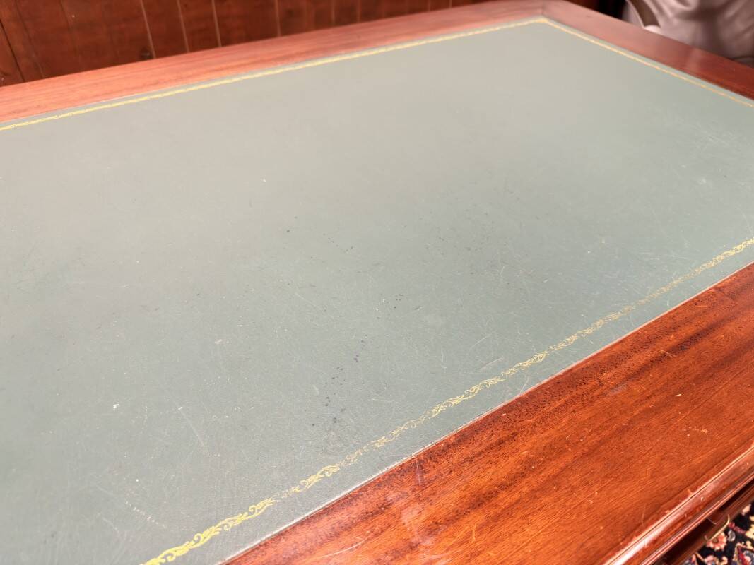 Classic English Desk with Green Leather