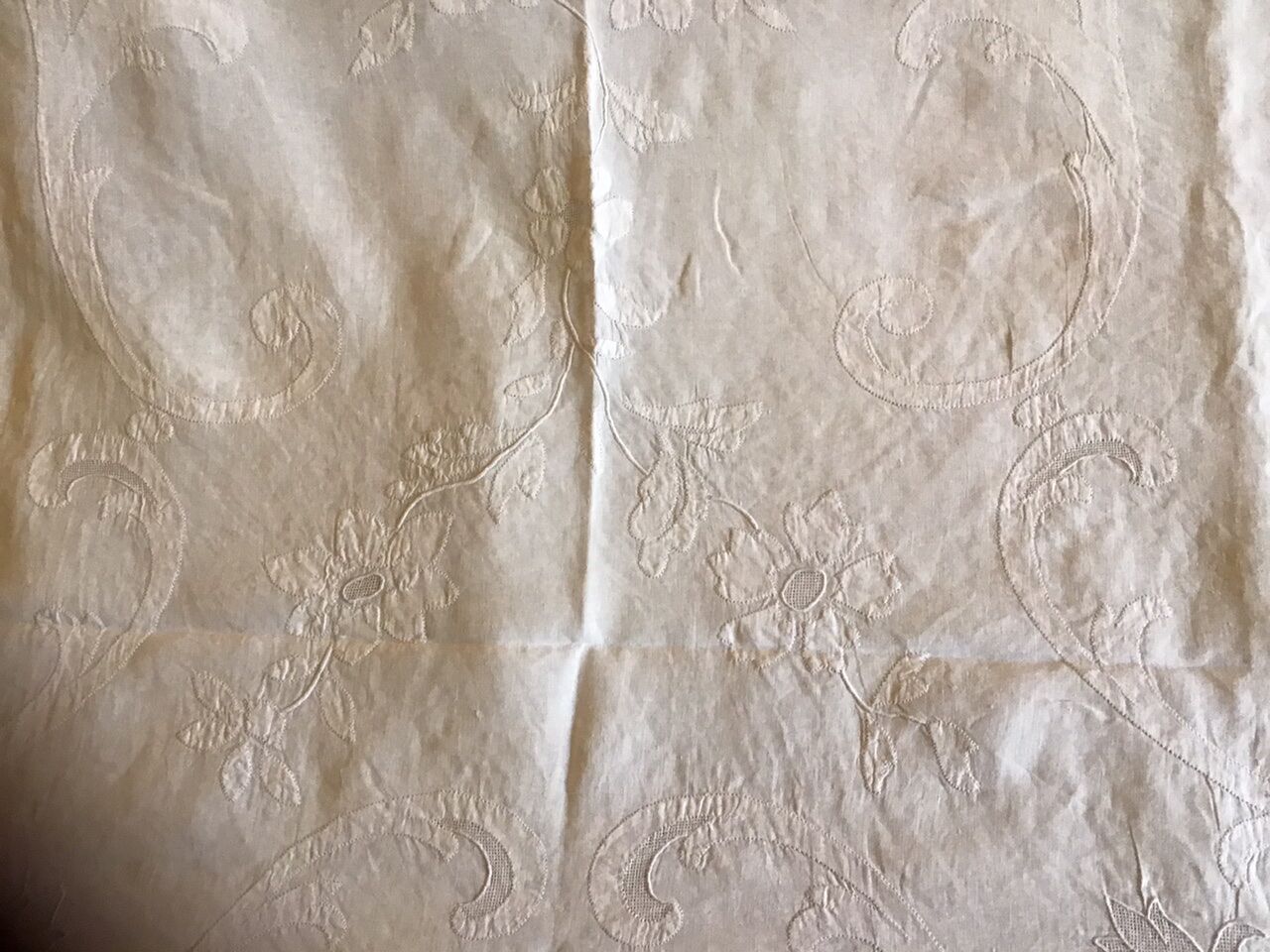 Large white ceremonial tablecloth